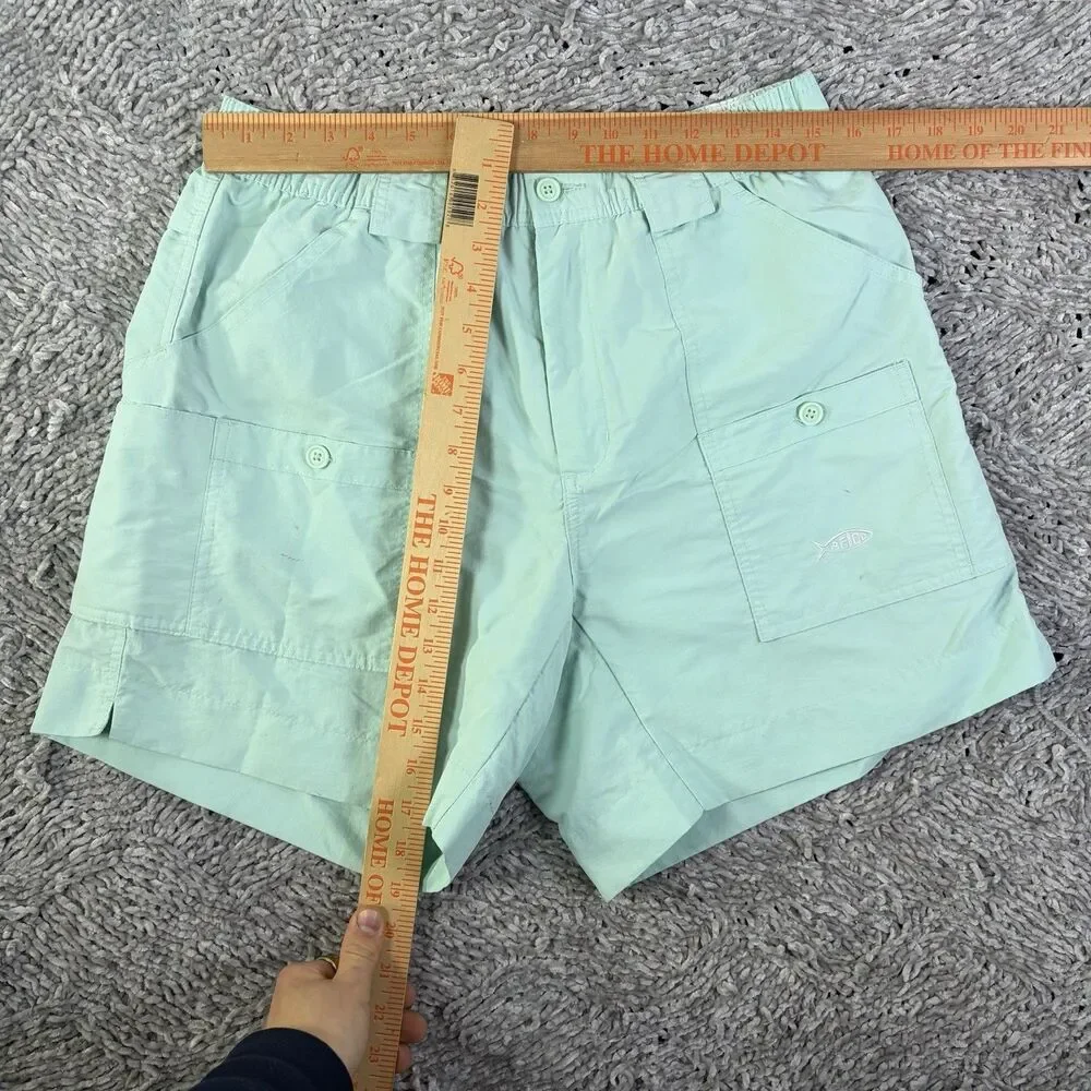 Aftco Cargo Shorts Mens 34 Nylon Blue Utility Summer Beach Fishing Gear Boating